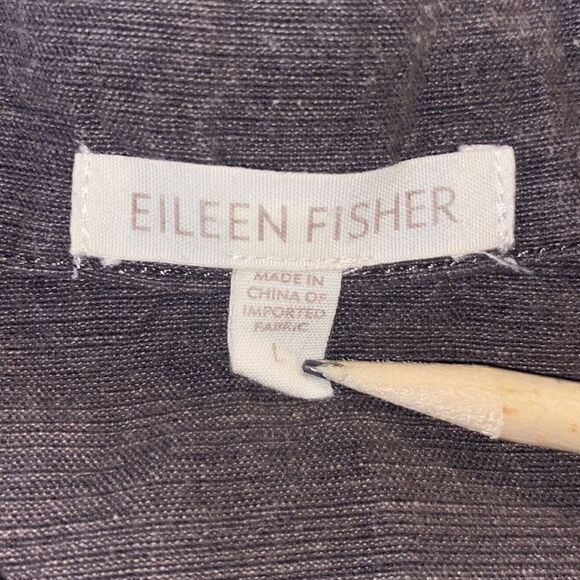 Eileen Fisher Wm’s Sz Lrg Grey 3/4 Sleeve Button Up Casual Blazer Jacket - Picture 4 of 5